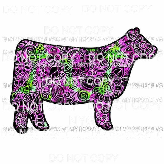 Flower Cow #2 Sublimation transfers Heat Transfer