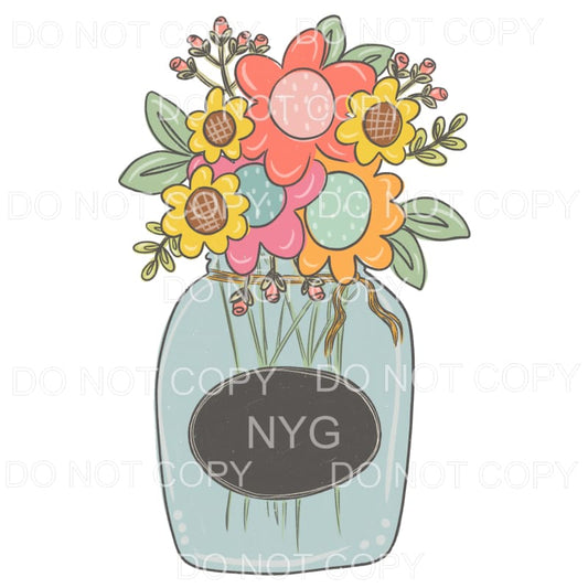 Flower Jar Sublimation transfers - Heat Transfer