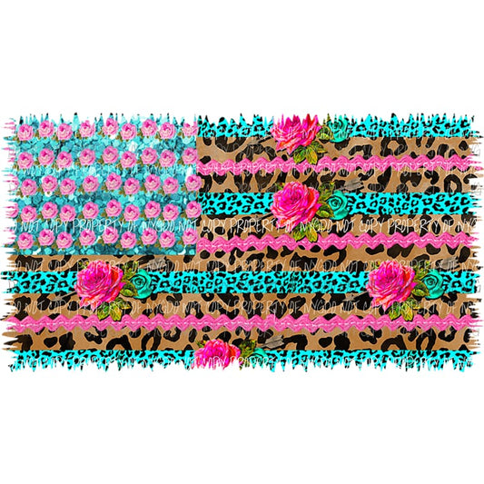 Flower Leopard Flag Sublimation transfers Heat Transfer