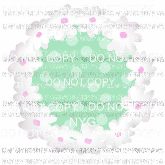 Flower Wreath polka dot center Sublimation transfers Heat Transfer