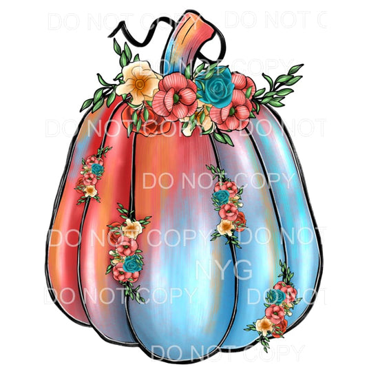 Flowers Pumpkin Pastel Fall Colors #251 Sublimation 
