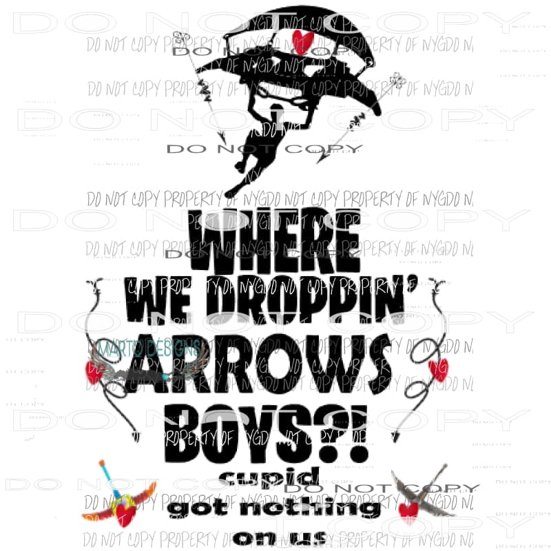 Fortnite valentine dropping arrows boys Sublimation transfers Love valentines day heart Heat Transfer