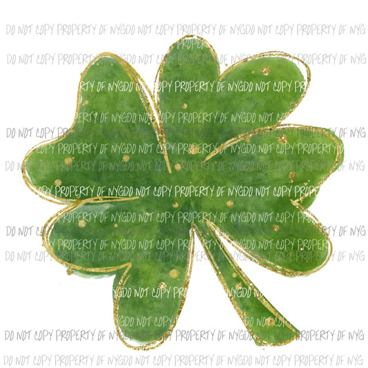 Four Leaf Clover watercolor shamrock Sublimation transfers Heat Transfer