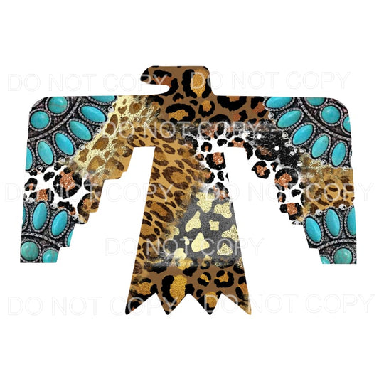 Free Bird # 3 leopard turquoise Sublimation transfers - Heat