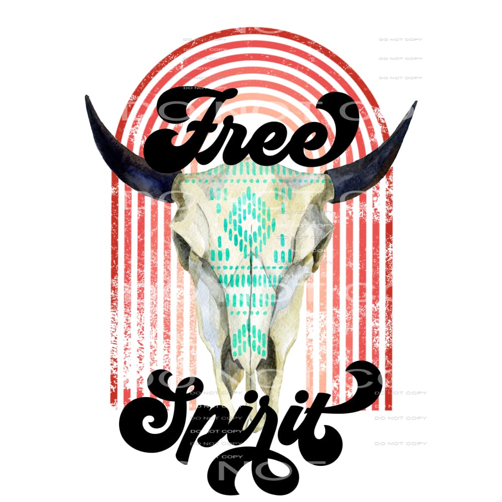 Free Spirit Aztec Bull Skull Rainbow #2388 Sublimation 
