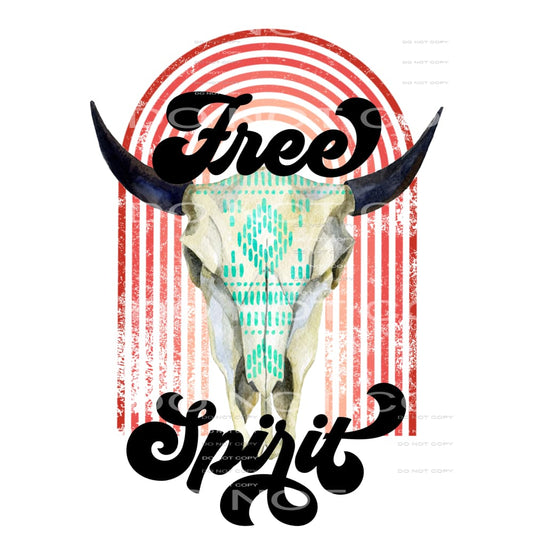 Free Spirit Aztec Bull Skull Rainbow #2388 Sublimation 