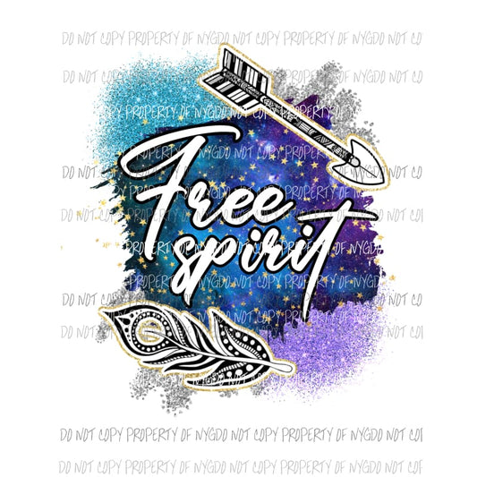 Free Spirit blue arrow feather Sublimation transfers Heat Transfer