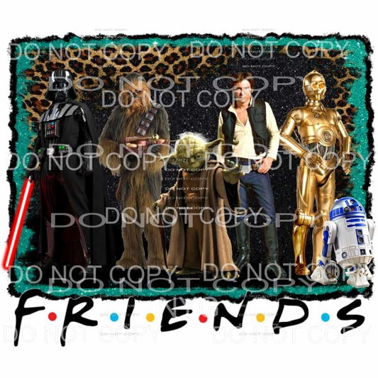 Friends Star Wars Movie Characters Leopard Teal Glitter #825