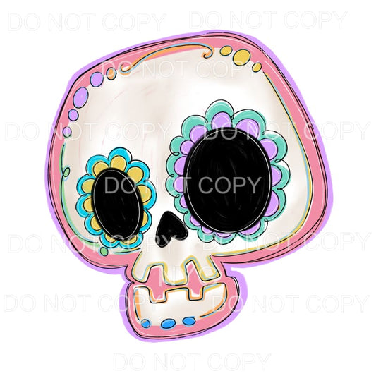 Funky Floral Skull Pastel Colors #182 Sublimation transfers 