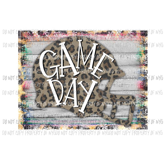 Game Day #1 leopard football helmet serape rustic wood Sublimation transfers Heat Transfer