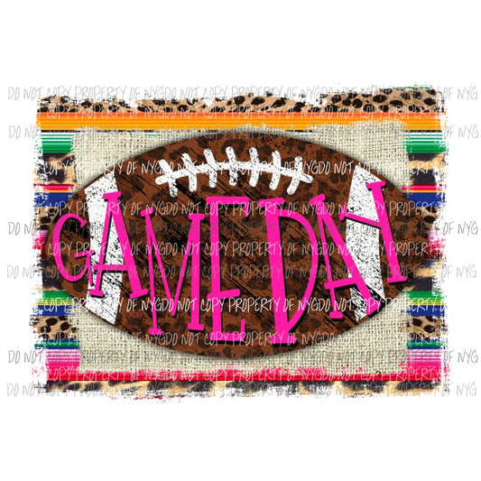 Game Day #2 pink football serape rustic wood Sublimation transfers Heat Transfer