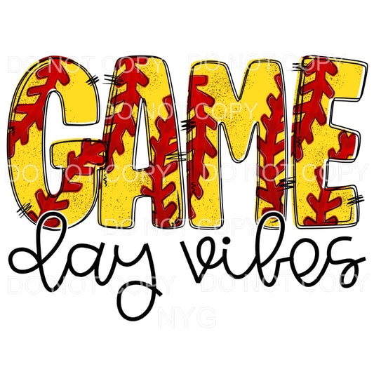 Game Day Vibes Softball Sublimation transfers - Heat 