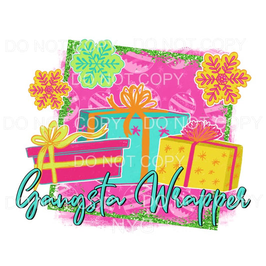 Gangsta Wrapper Gifts Snowflakes Bright Colors Sublimation 