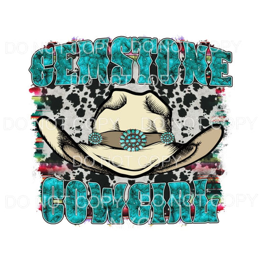 Gemstone Cowgirl Hat Turquoise Cowhide Serape Sublimation 