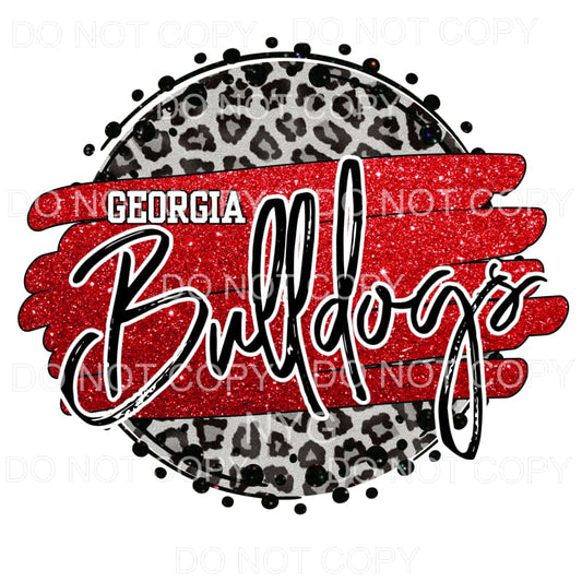 Georgia Bulldogs Football Red Glitter Leopard Circle #1712 