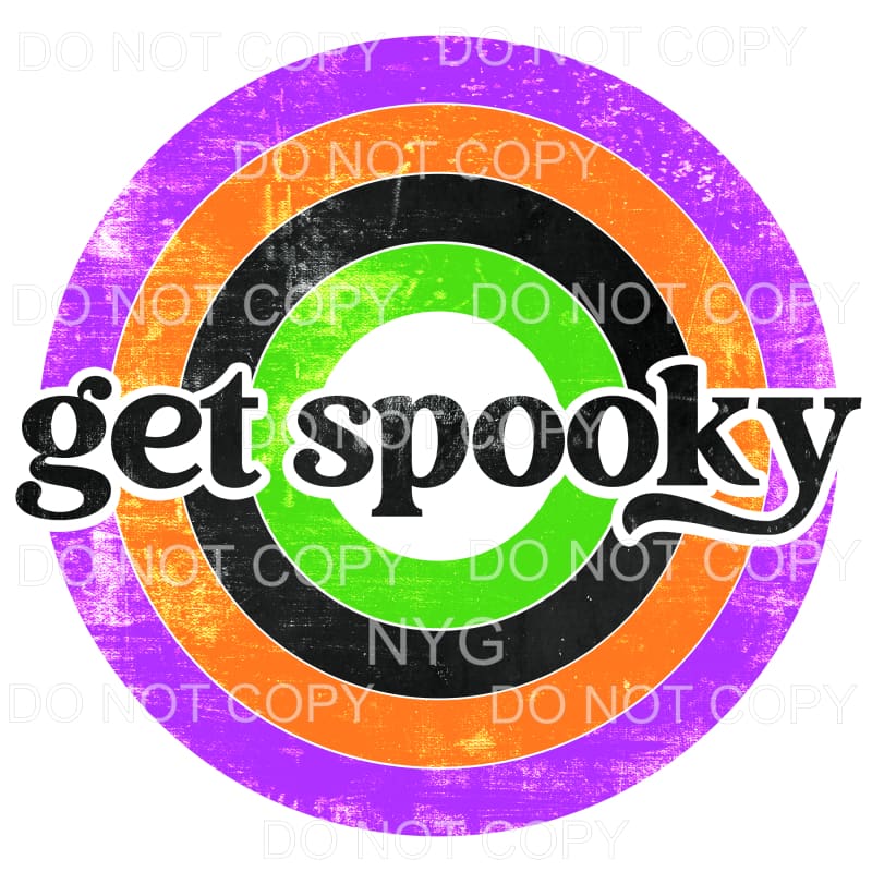 Get Spooky Purple Orange Black Green Circles Distressed #366