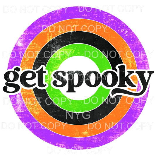 Get Spooky Purple Orange Black Green Circles Distressed #366