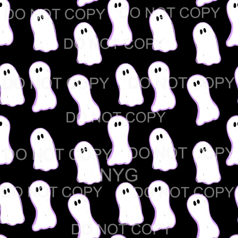 Ghost Black Background Halloween Sheet #184 Sublimation 
