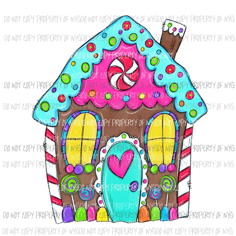 Gingerbread House colorful Sublimation transfers Heat Transfer