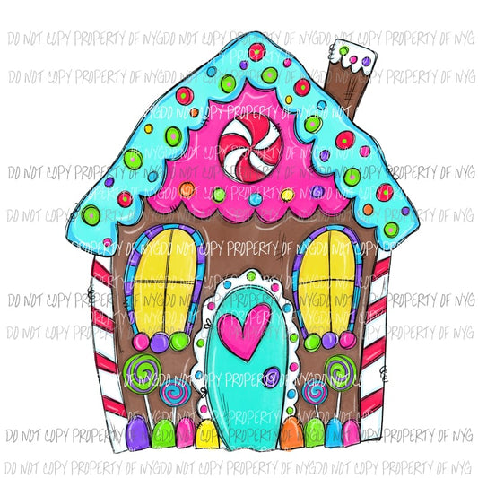 Gingerbread House colorful Sublimation transfers Heat Transfer