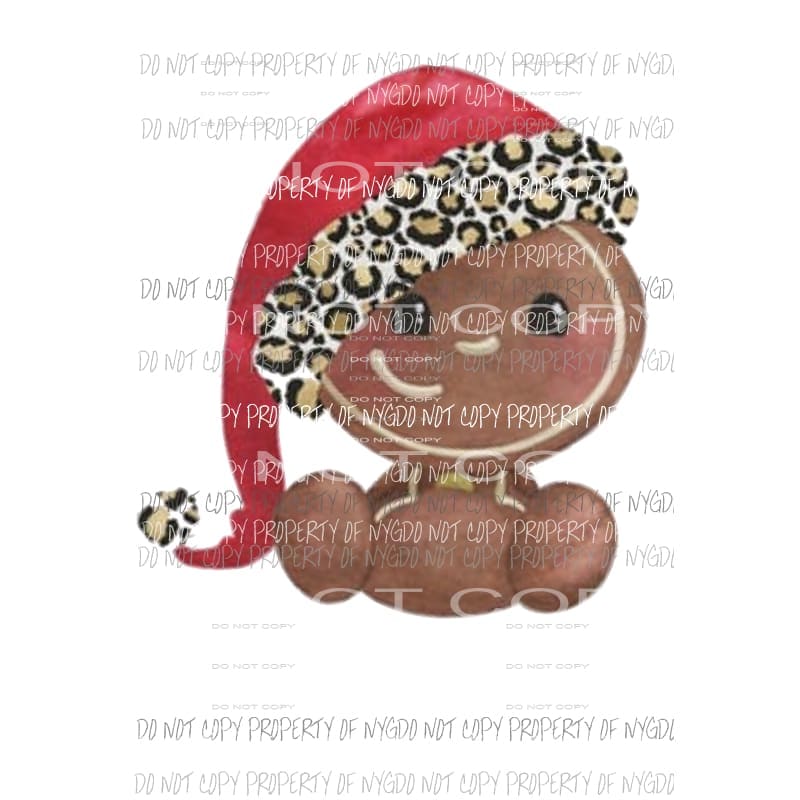 Gingerbread Santa leopard hat Sublimation transfers Heat Transfer