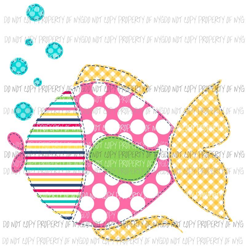 Girl Fish multiple patterns Sublimation transfers Heat Transfer