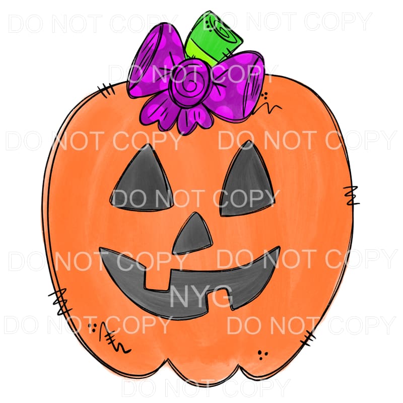 Girl Jack O Lantern Pumpkin Purple Bow Sublimation transfers