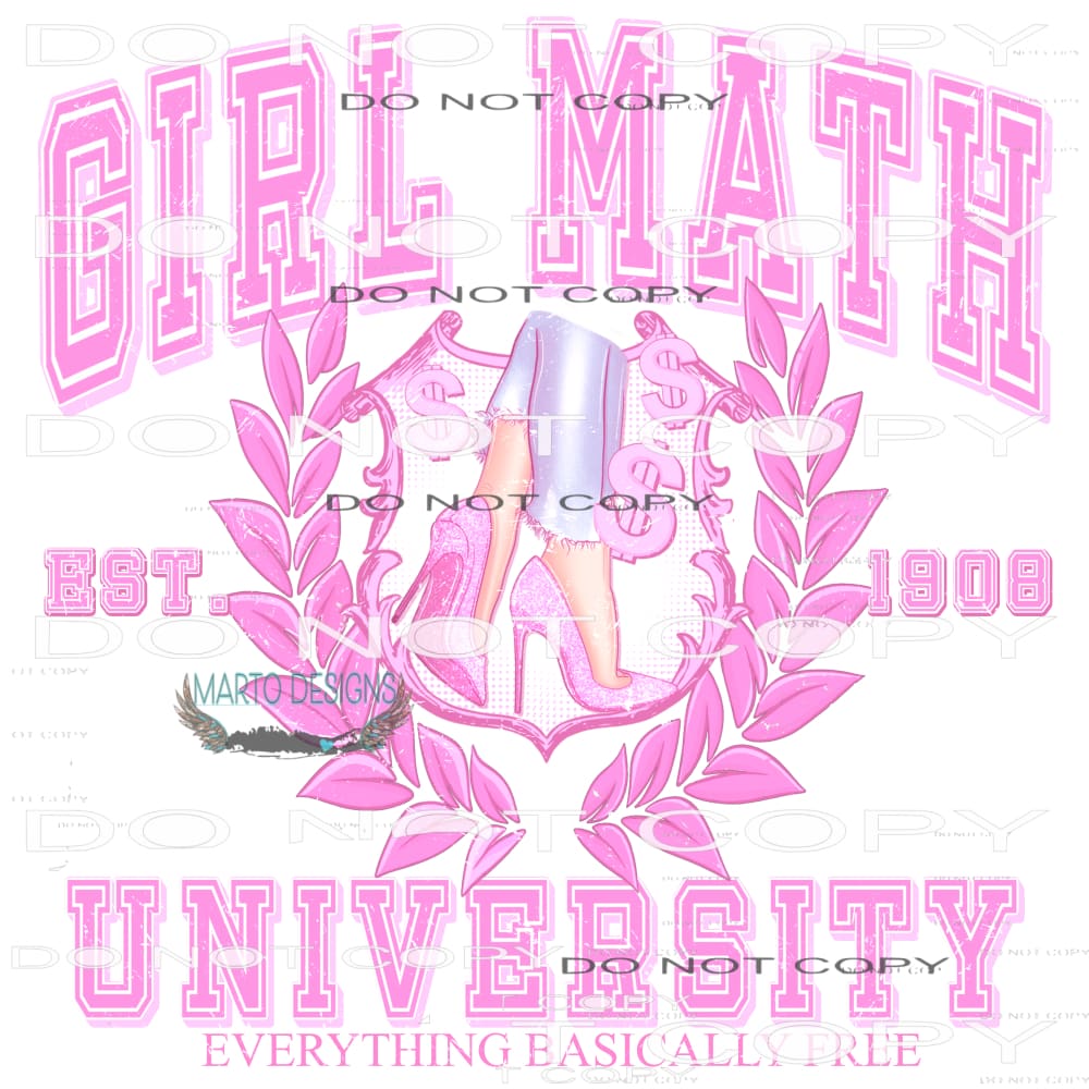 Girl Math University #9315 Sublimation transfers - Heat