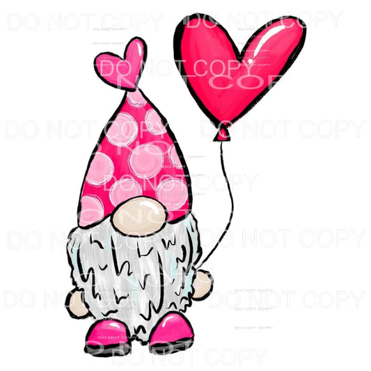 Girl Valentines Day Gnome Pink Red Heart Balloons #2047 