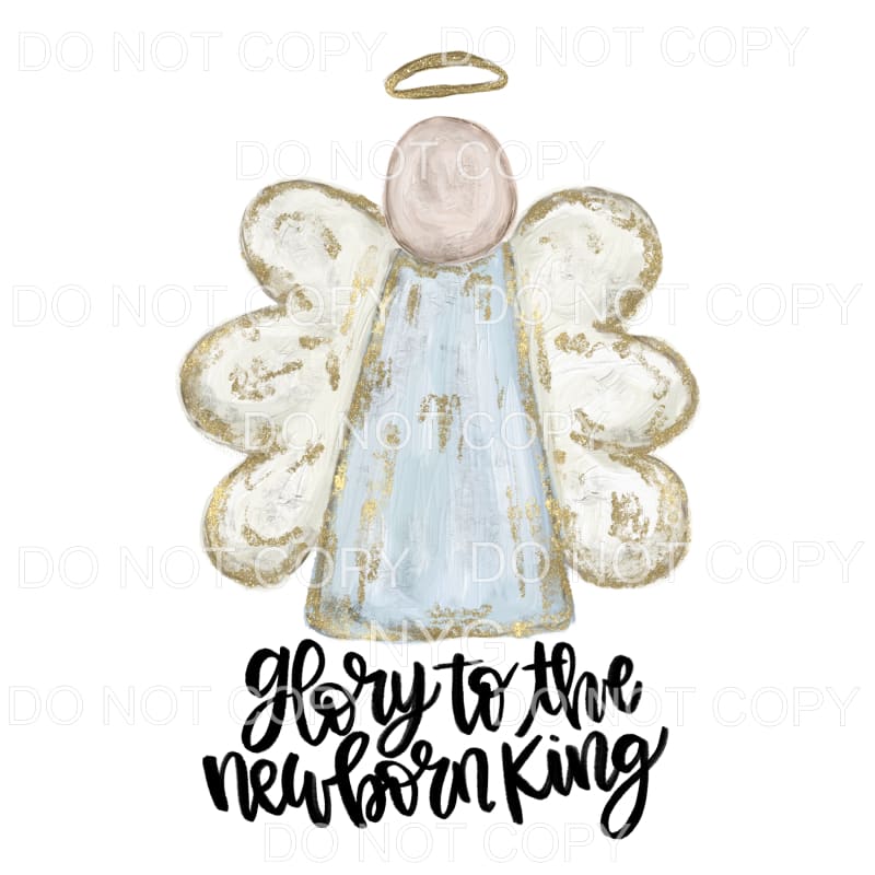 Glory To The Newborn King Angel Blue Gold #901 Sublimation 