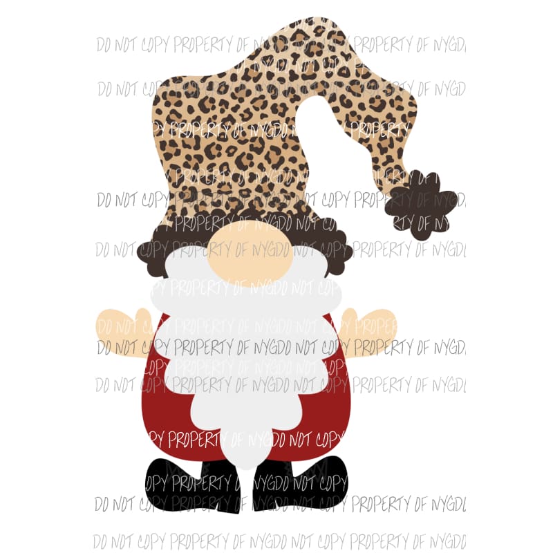 Gnome Santa leopard hat # 4 Sublimation transfers Heat Transfer