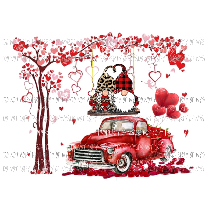 gnome tree and truck valentines day Sublimation transfers Heat Transfer