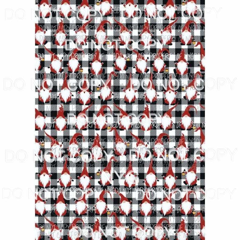 Gnomes Black Plaid Sheet Sublimation transfers 13 x 9 inches Heat Transfer