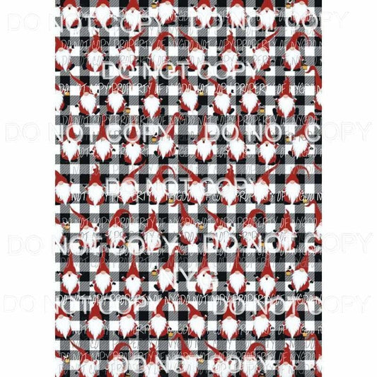 Gnomes Black Plaid Sheet Sublimation transfers 13 x 9 inches Heat Transfer