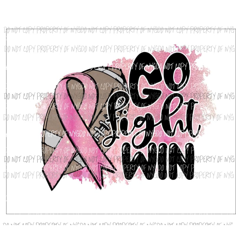 Go Fight Win football pink awareness ribbon Sublimation transfers Heat Transfer