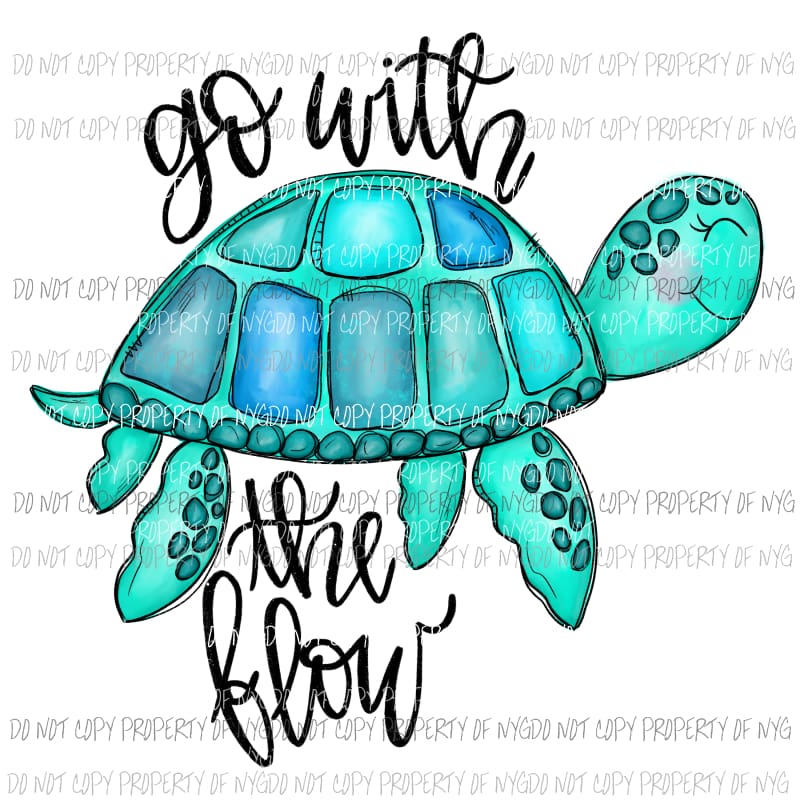 Go With The Flow blue seat turtle Sublimation transfers Heat Transfer