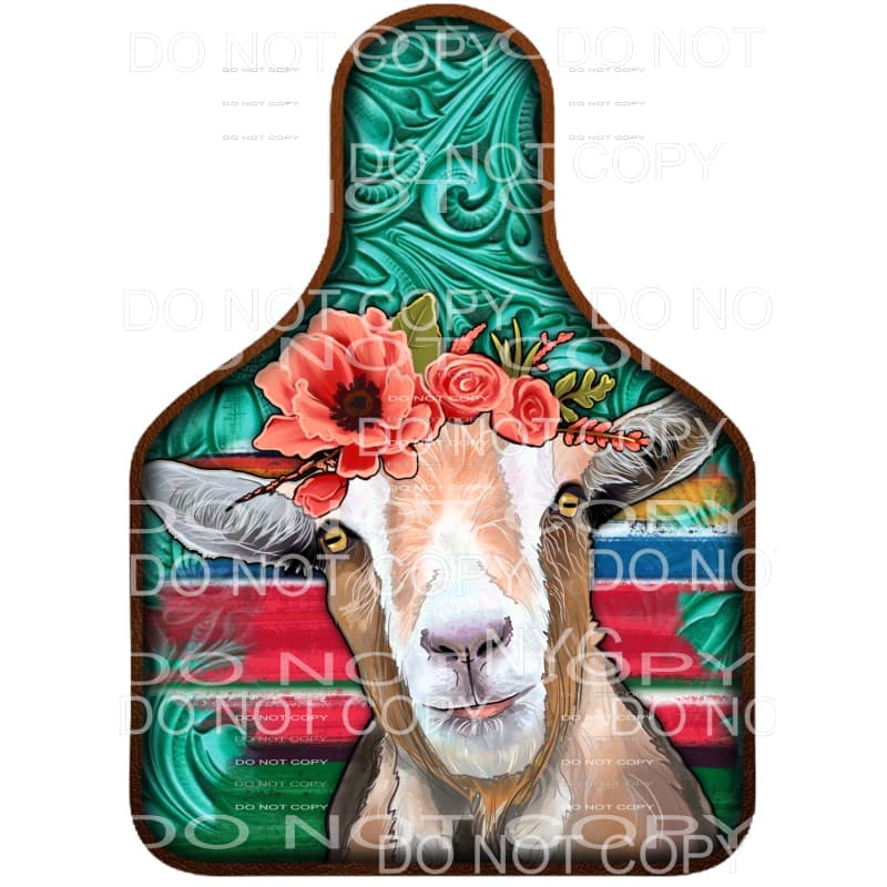 Goat Floral Serape Turquoise Leopard Cow Tag #2021 
