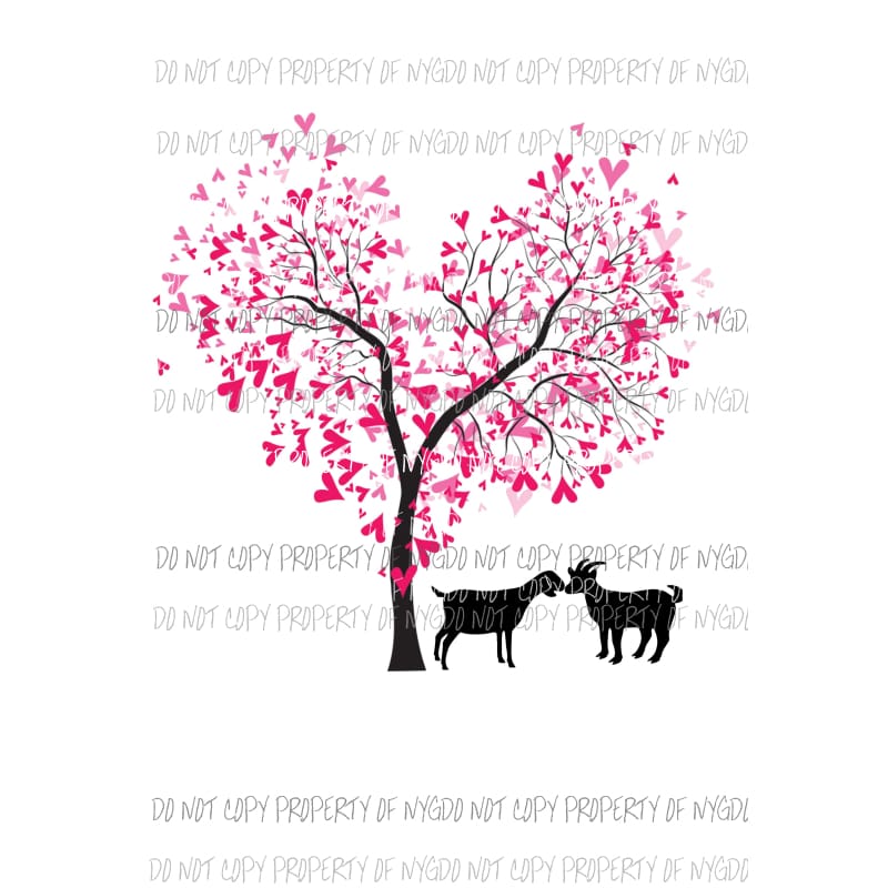 Goats Heart Tree pink hearts Valentines Day Sublimation transfers Heat Transfer