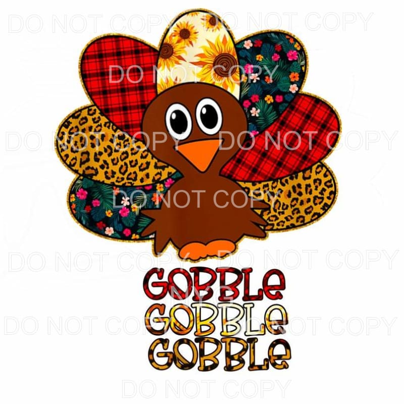 Gobble Gobble Gobble Patchwork Turkey Sublimation transfers 