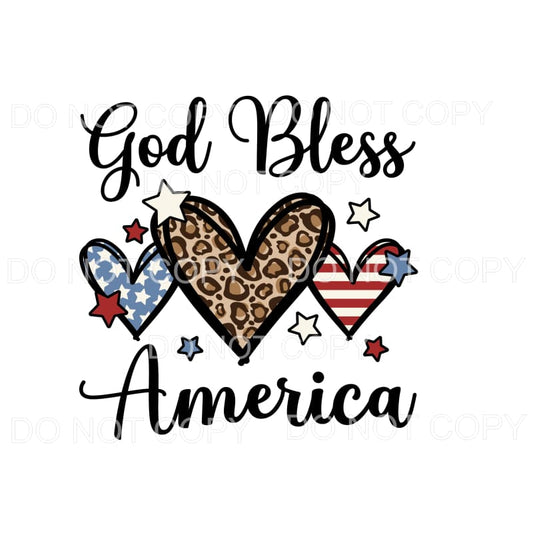 God Bless America Hearts and stars Sublimation transfers - 