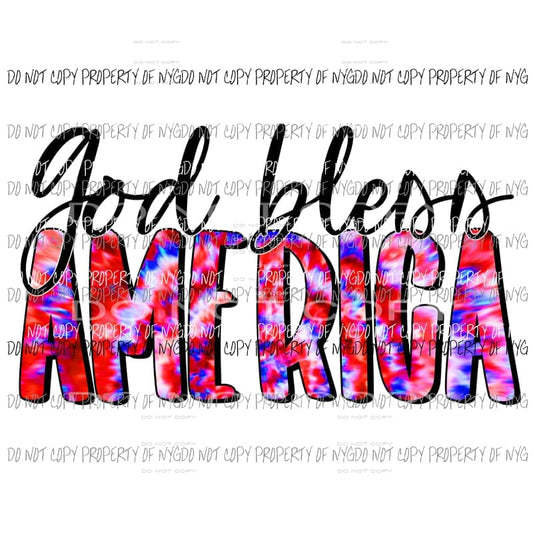 God Bless America tie dye Sublimation transfers Heat Transfer