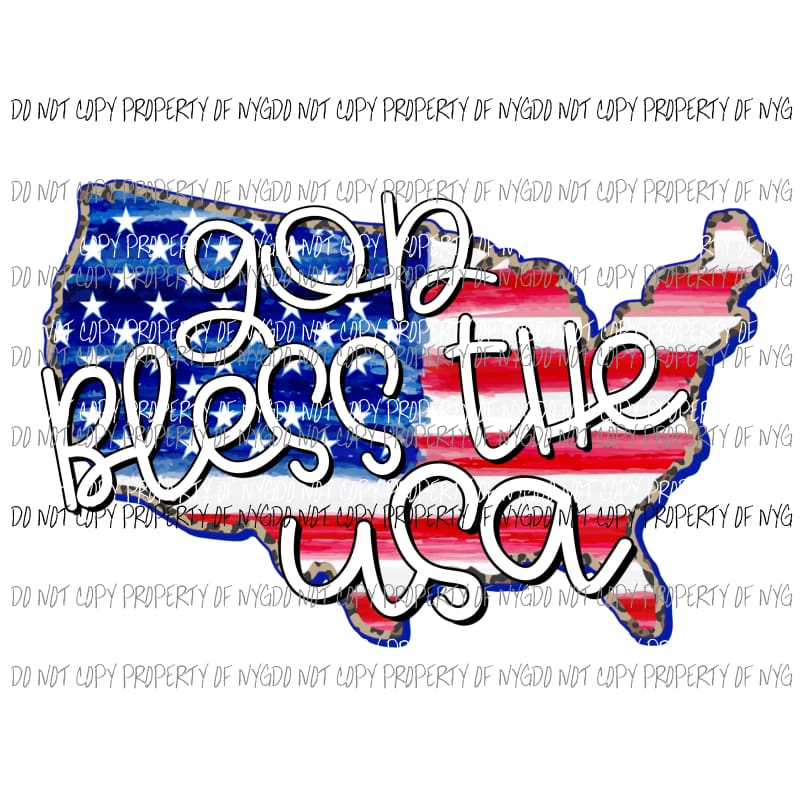 God Bless The USA American Flag Sublimation transfers Heat Transfer