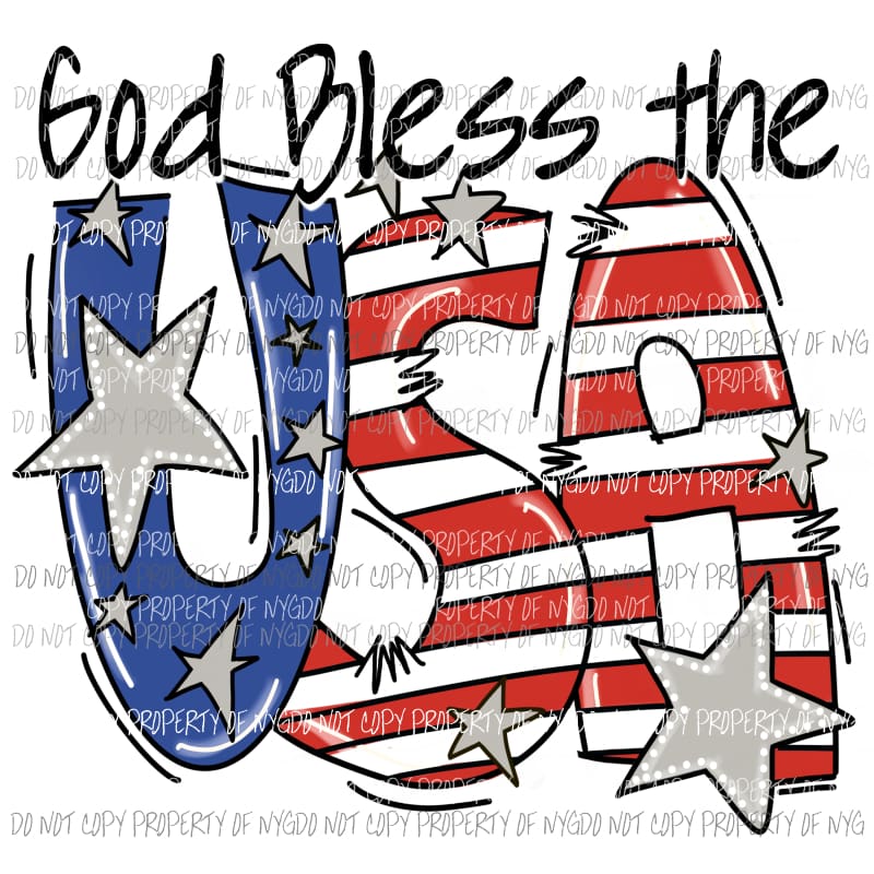 God Bless The USA Americana Sublimation transfers Heat Transfer