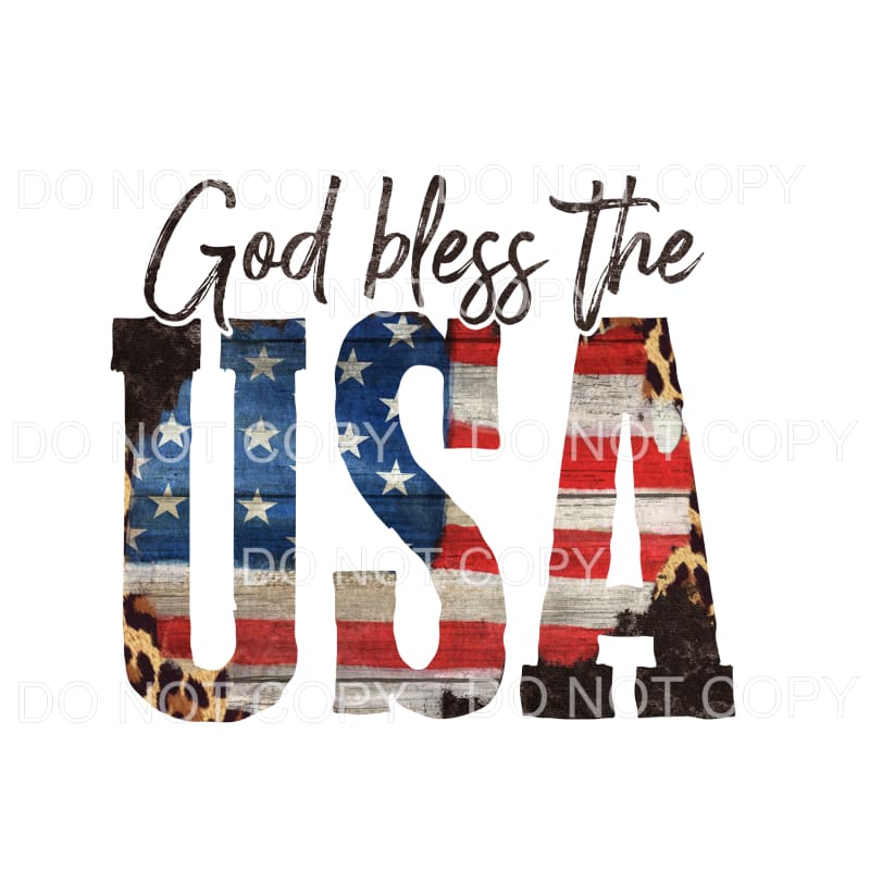 God Bless The USA Flag Grunge Leopard Sublimation transfers 