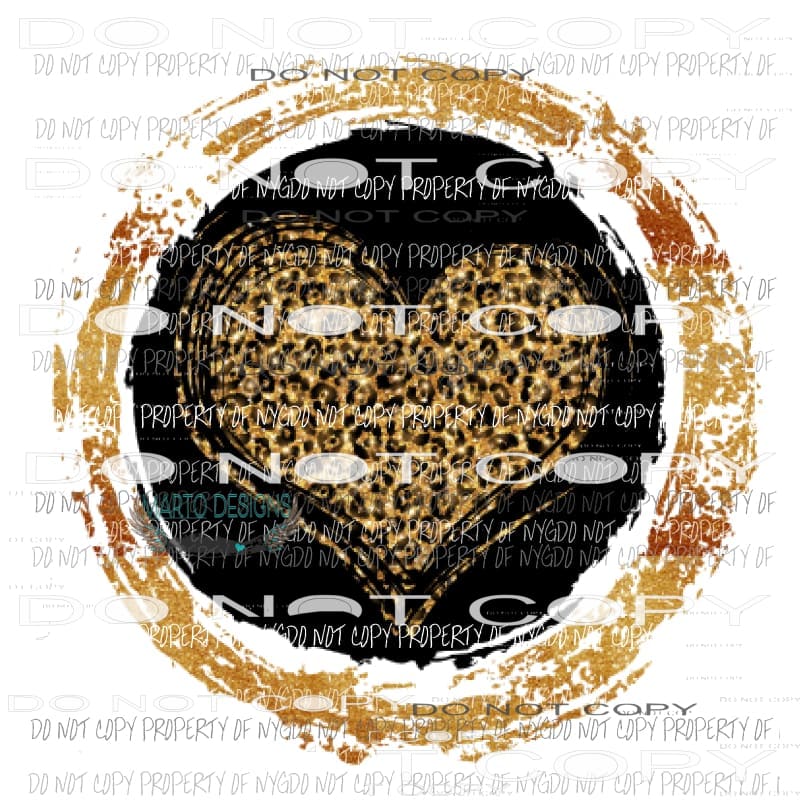 Gold Leopard heart circle Sublimation transfers valentines day love Heat Transfer