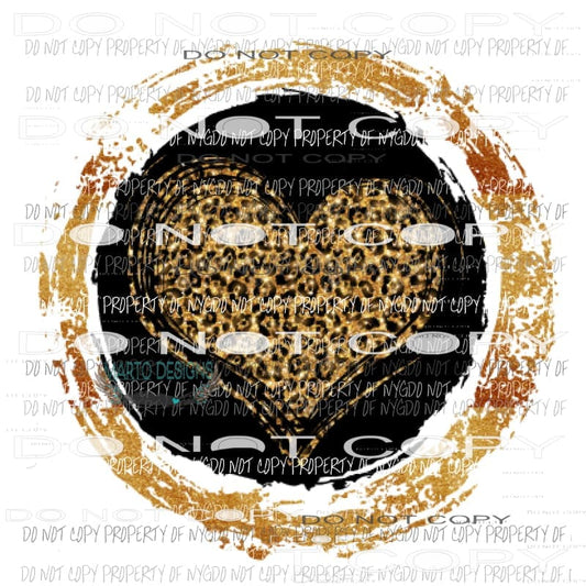 Gold Leopard heart circle Sublimation transfers valentines day love Heat Transfer