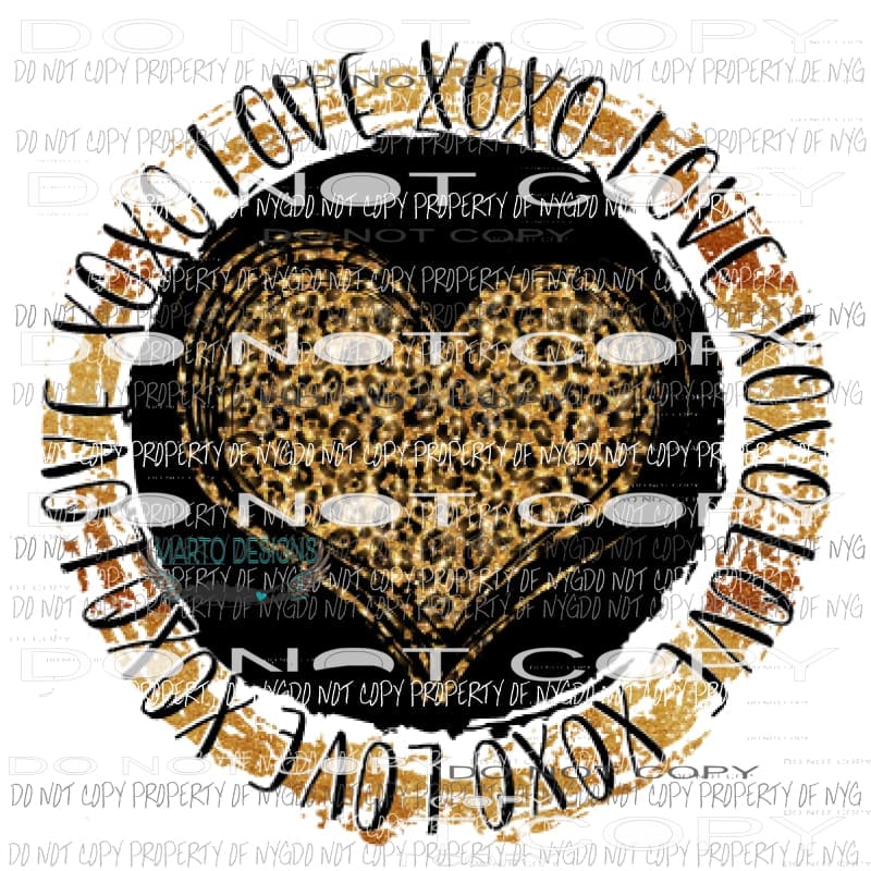 Gold Leopard heart circle xoxo love Sublimation transfers valentines day love Heat Transfer