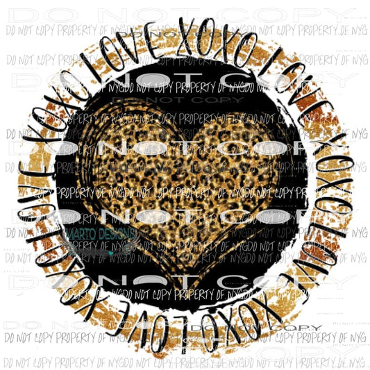 Gold Leopard heart circle xoxo love Sublimation transfers valentines day love Heat Transfer