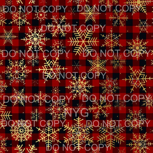 Gold Snowflake Red Plaid Leopard Sheet Sublimation transfers