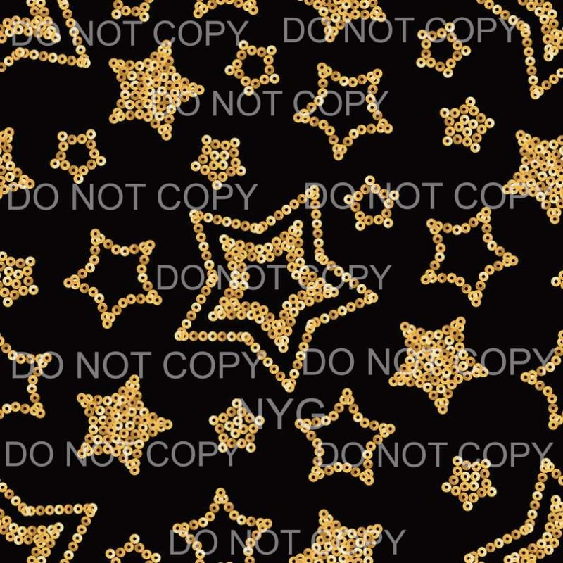 Gold Stars Black Sheet Sublimation transfers - 13 x 9 inches